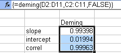Deming Array Formula Calculations