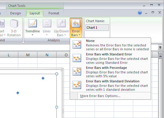 Excel 2007 error bars in the ribbon
