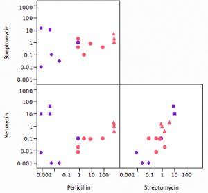 Xan Gregg's Antibiotic Effectiveness Scatter Plot Matrix