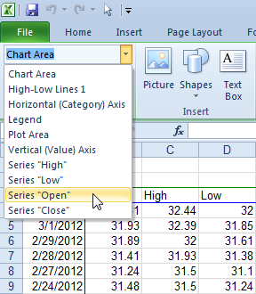 Select a Series Using the Chart Element Selector