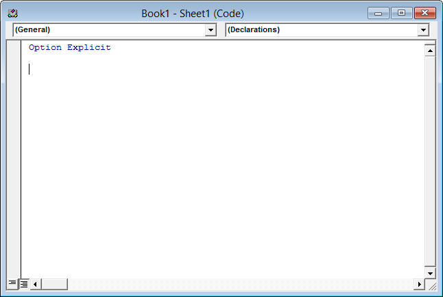 Empty worksheet code module