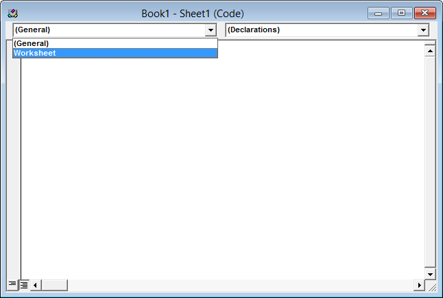 Worksheet code module - Objects dropdown