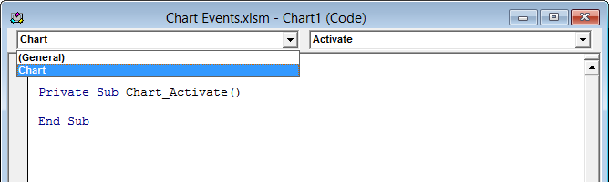 Chart Code Module with Event Procedure Stub