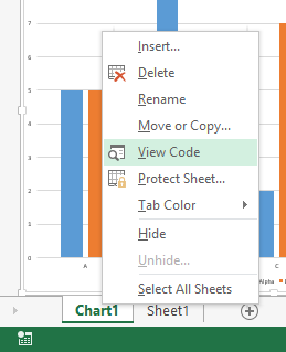 Chart Sheet Tab Context Menu