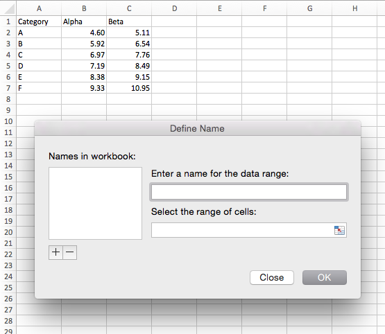 Static Excel Chart