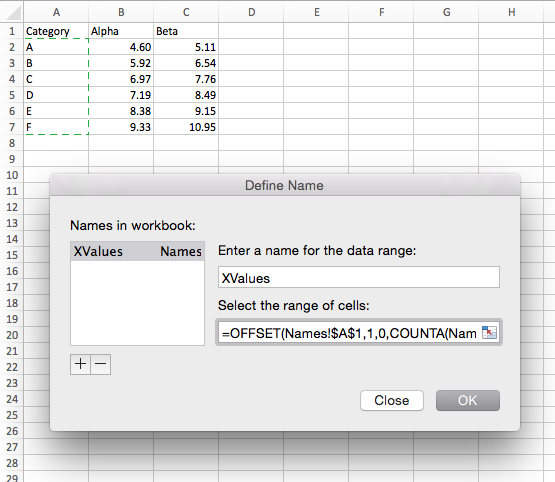 where is the series button in excel for mac