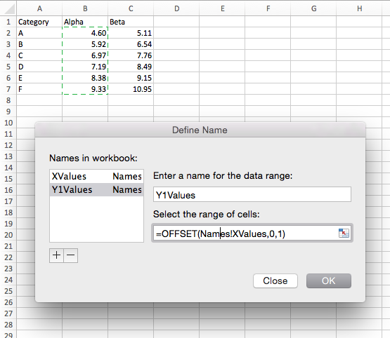 Static Excel Chart