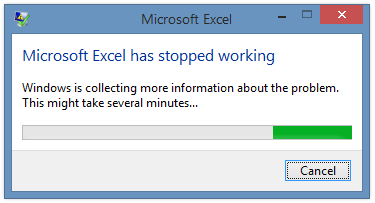 Microsoft Excel has stopped working