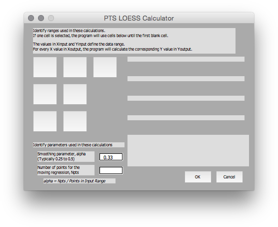 Initial LOESS Dialog in Mac Excel 2011