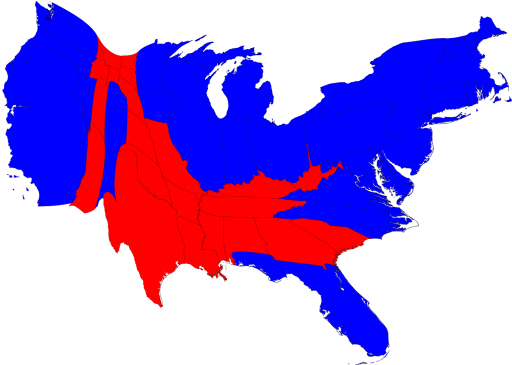 Map of 2008 Presidential Election Results, Scaled to Population