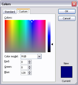 Tools - Options - Custom Colors