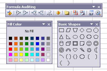 Floating UI elements in Excel 2003