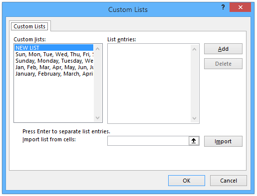 Custom Lists Dialog