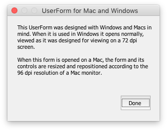 change the size of a user form in excel 2016 for mac