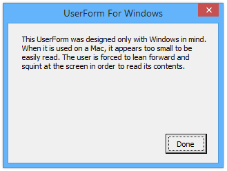 Windows only Userform opened in Windows