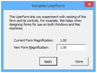 Variable UserForm at 100% in Windows