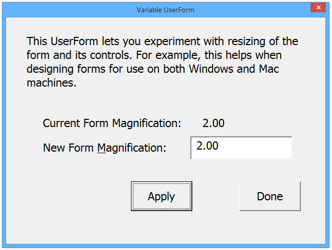 Variable UserForm at 200% in Windows