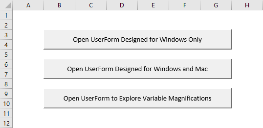 Buttons on the Sample Worksheet