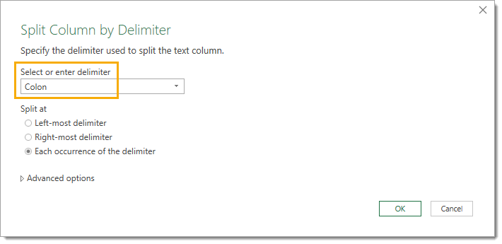 Split Column by Colon Delimiter