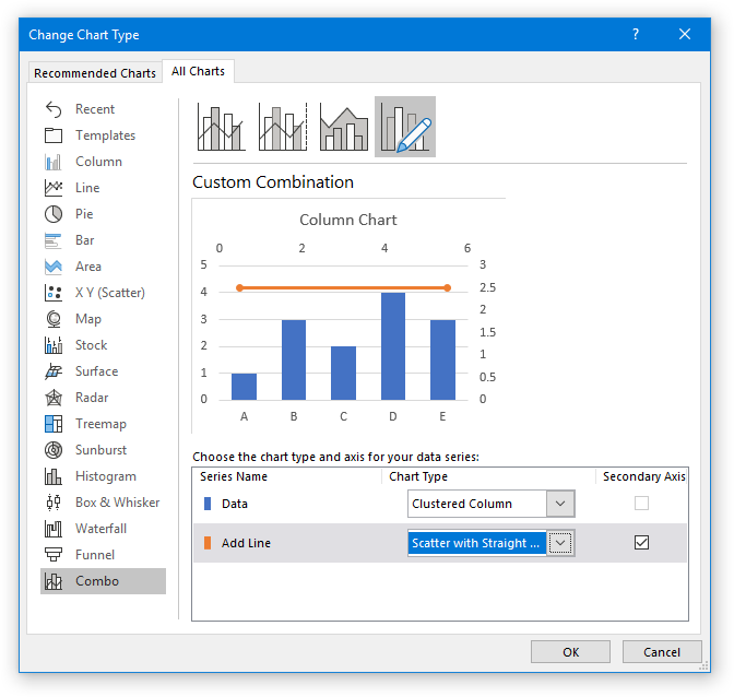 Change Series Chart Type Dialog