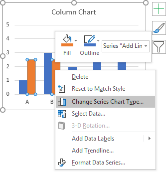 Change Series Chart Type Menu