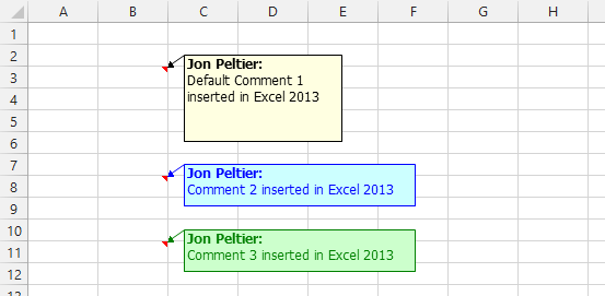 Formatted Comments showing in Excel 2013