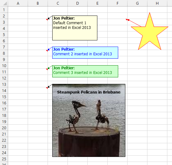 Excel 2013 Comment Changed to a Star