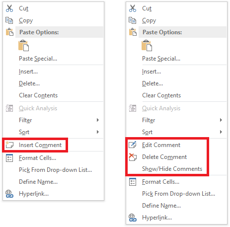 format all comments in excel for mac