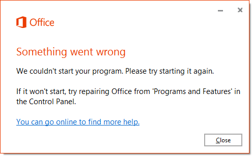 Excel Error Message - Repair