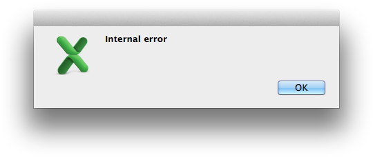 Excel Error Message - Internal Error