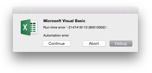 Excel Error Message - Automation Error