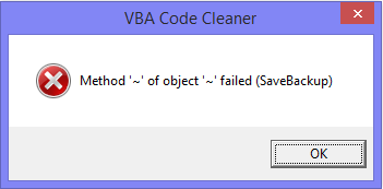 Excel Error Message - Method ~ of Object ~ Failed