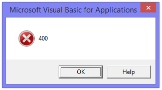 Excel Error Message - 400