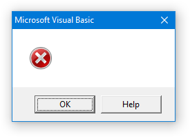 Excel Error Message - Blank Message