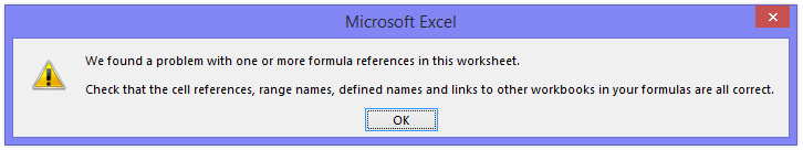 Excel Error Message - Formula Error