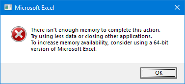 Excel Error Message - Memory Error