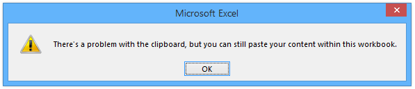 Excel Error Message - Clipboard Problem