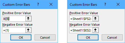Custom Error Bars dialog