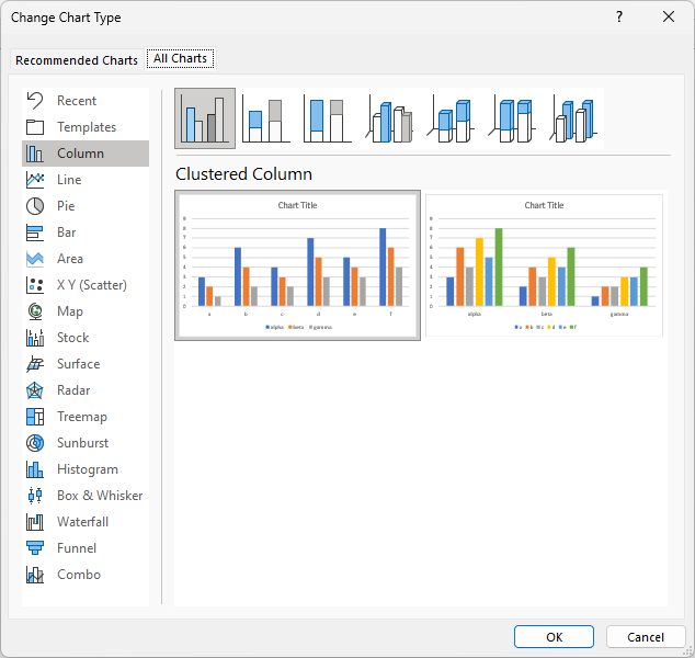 Change Chart Type Dialog