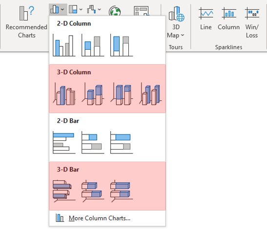 Insert Charts - Column Chart Gallery