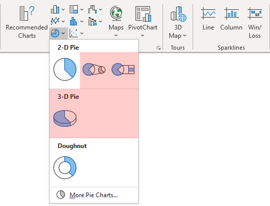 Insert Charts - Pie Chart Gallery