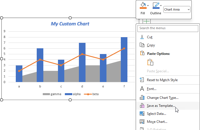 Save Custom Chart as a Template