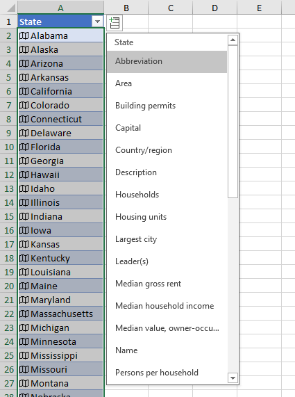 choose function state abbreviations excel 2016 for mac