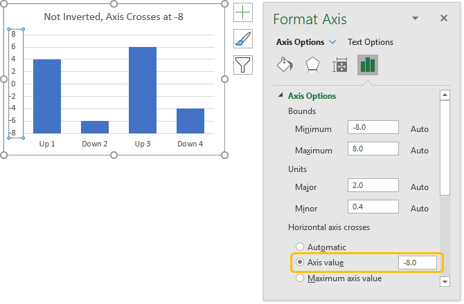 ms excel for mac and format axis where crosses zero