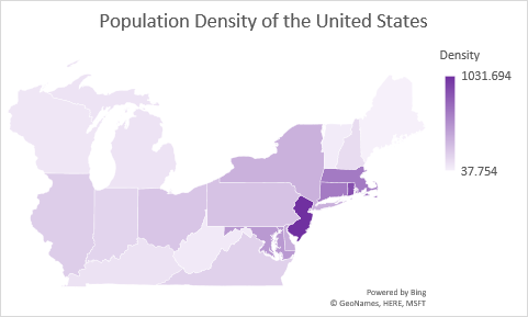 Population Density of a Portion of the United States