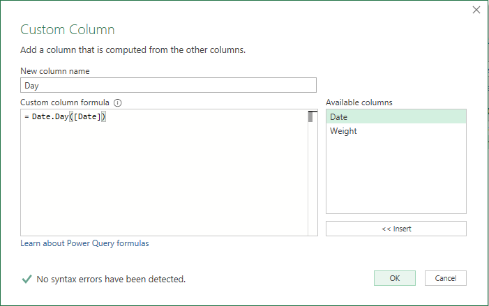 Finished with Custom Column Dialog