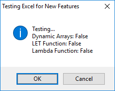 Message box with all VBA test results negative