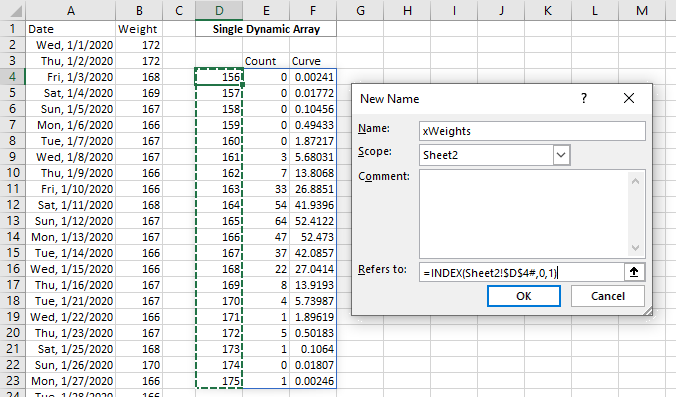 Defining a Name based on part of a Dynamic Array