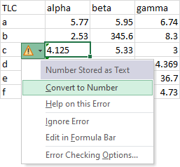 Convert Text to Numbers