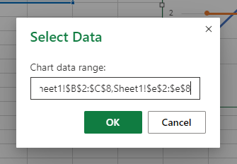 Select a multi-area range in the Select Data dialog